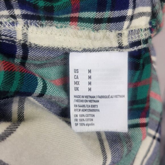 American Eagle Boyfriend Fit Green Red Plaid Long Sleeve Button Down Shirt Med - Picture 8 of 8